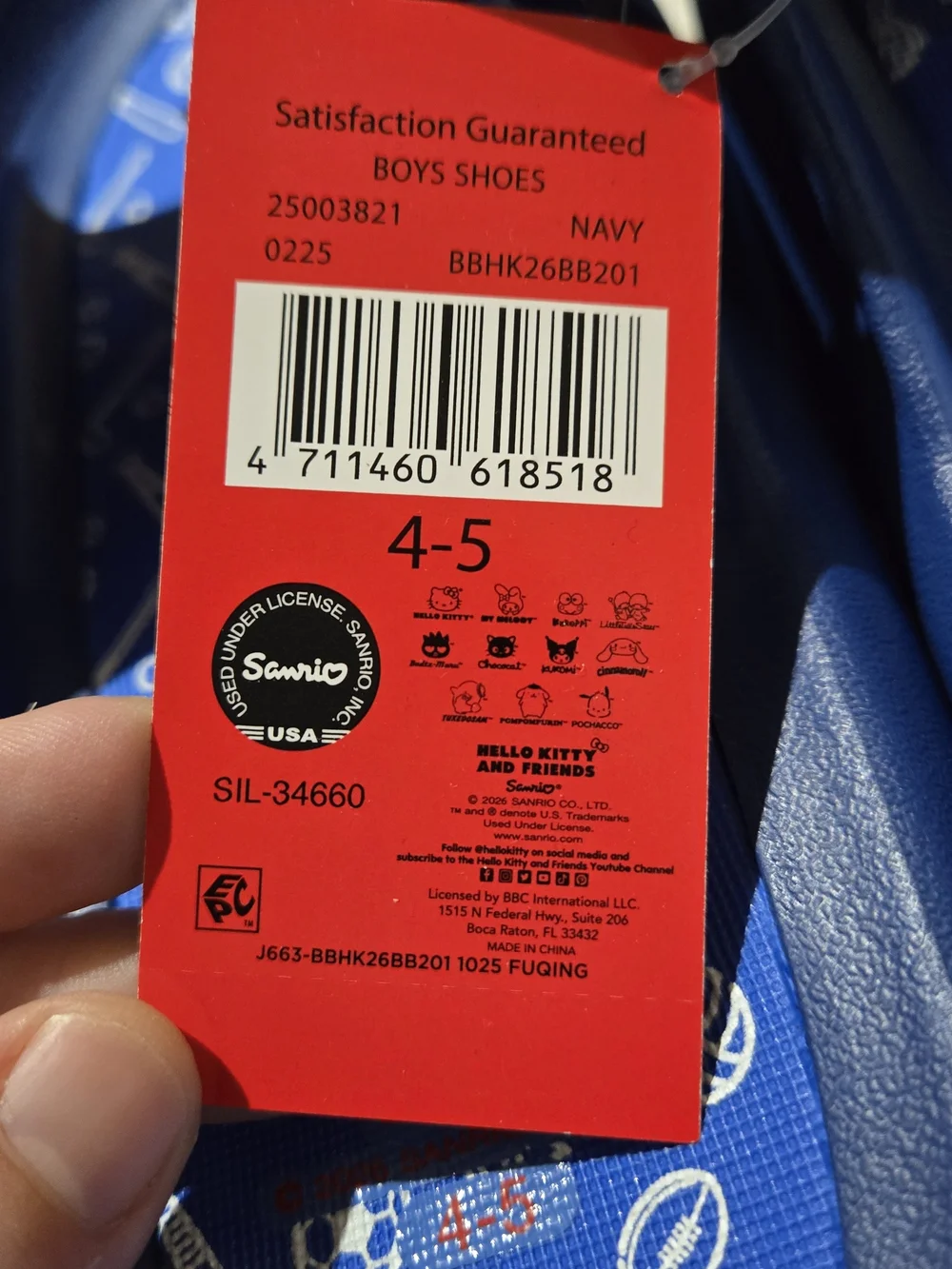 NWT Hello Kitty Navy Blue Kids Slide Sandals with Character Appliques